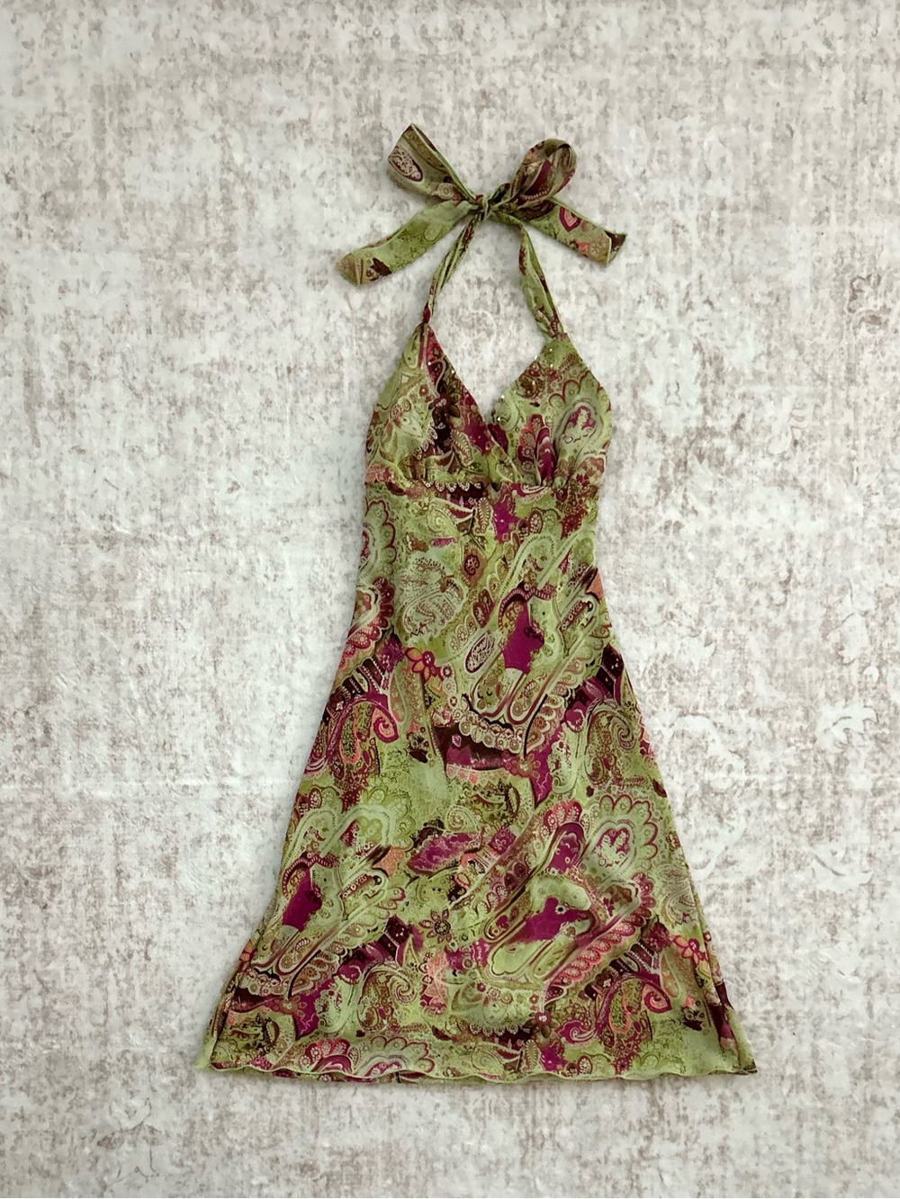 vintage byer too paisley sequin fairy halter dress